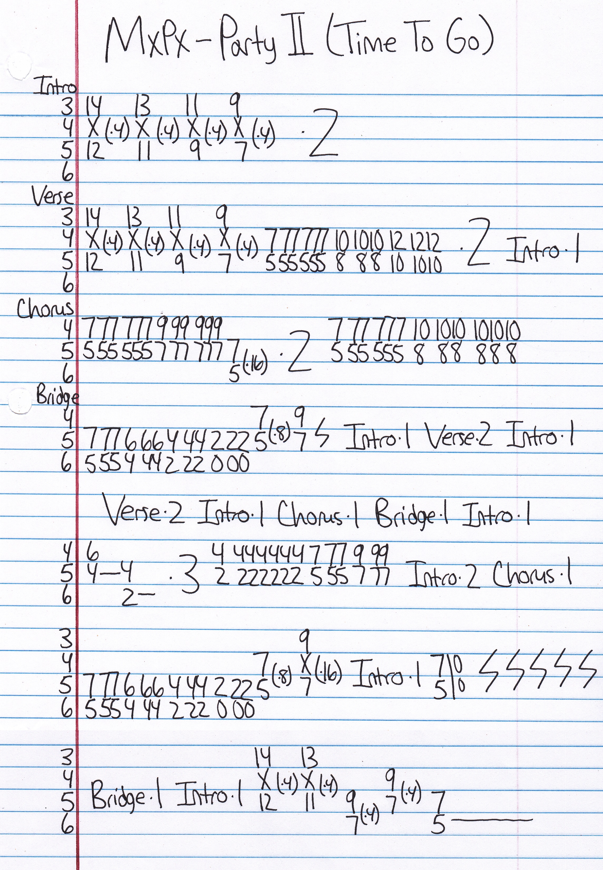 High quality guitar tab for Party II (Time To Go) by MxPx off of the album The Renaissance EP. ***Complete and accurate guitar tab!***